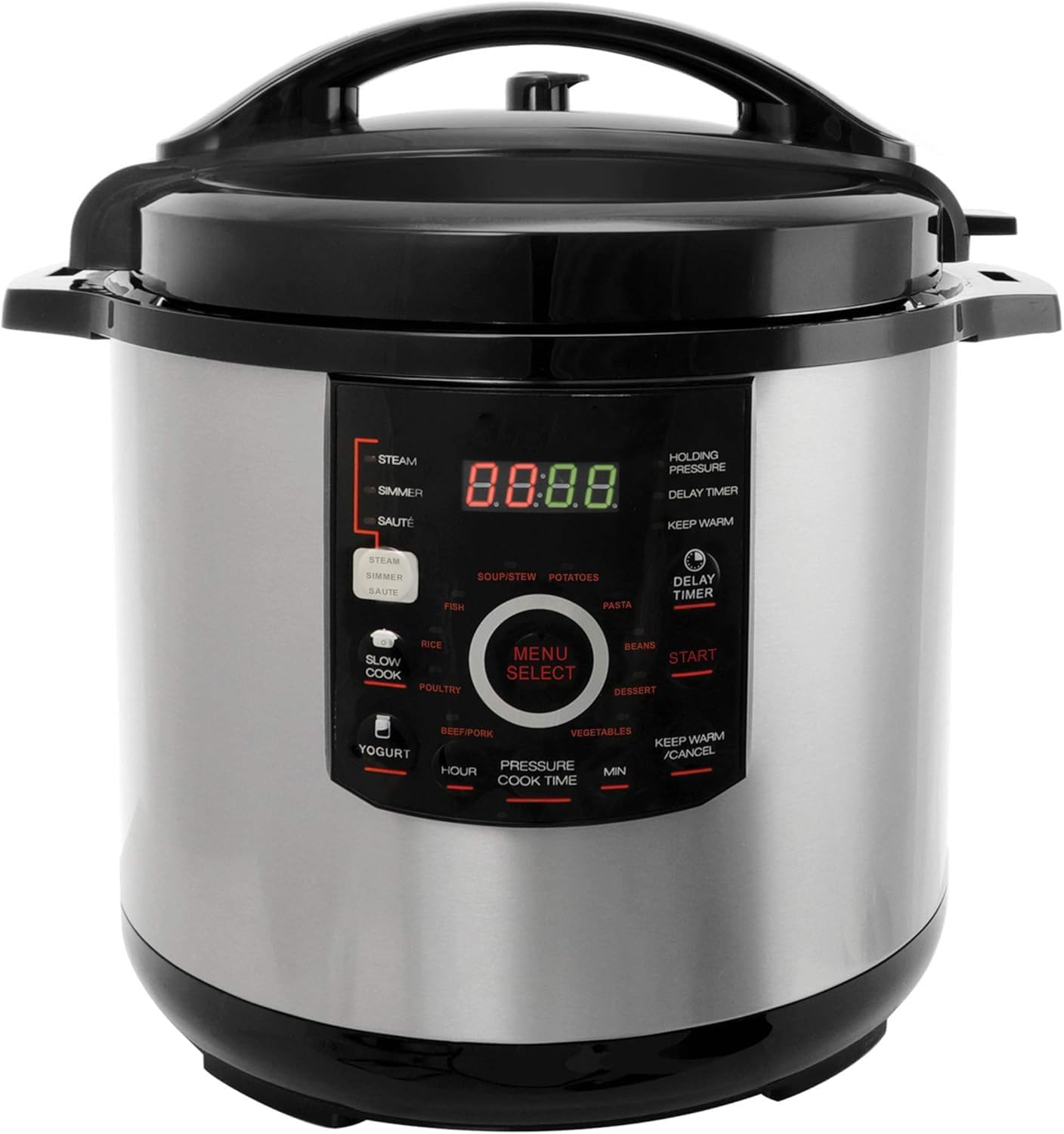 12 Quart Digital Pressure Cooker with 15 Presets and Glass Lid – Stainless Steel Electric Cooker for Slow Cooking, Rice, Stew & More