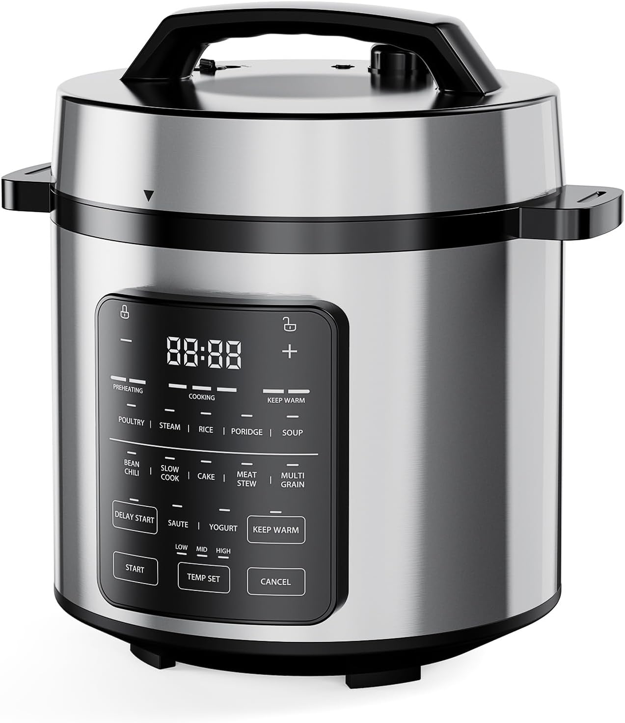 12-in-1 Electric Pressure Cooker 6 QT Stainless Steel Multi Cooker Electric for Pressure, Rice, Steamer, Yogurt Maker, Slow Cook,Meat Stew, Cake, Porridge, Multigrain, Sliver