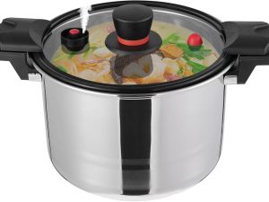 7.4 Quart Stainless Steel Pressure Cooker, Pressure Canner with Glass Lid, 60KPa Pressure Cooker Safer for Canning, Pressure Cookder 10.2x8.7 in (stainless steel)