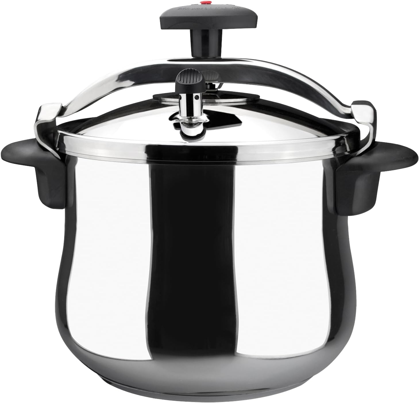 Belly Pressure Cooker 8.4 Qt – 18/10 Stainless Steel, Rounded Bottom, 3 Safety Systems, Works on All Stovetops Including Induction, 8 PSI