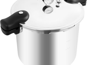 23Qt Aluminum Alloy Pressure Cooker & Canner, 90Kpa High-Pressure for Cooking & Canning,Pressure Gauge & Pressure Regulator,Anti-scald Handle and Silicone Ring