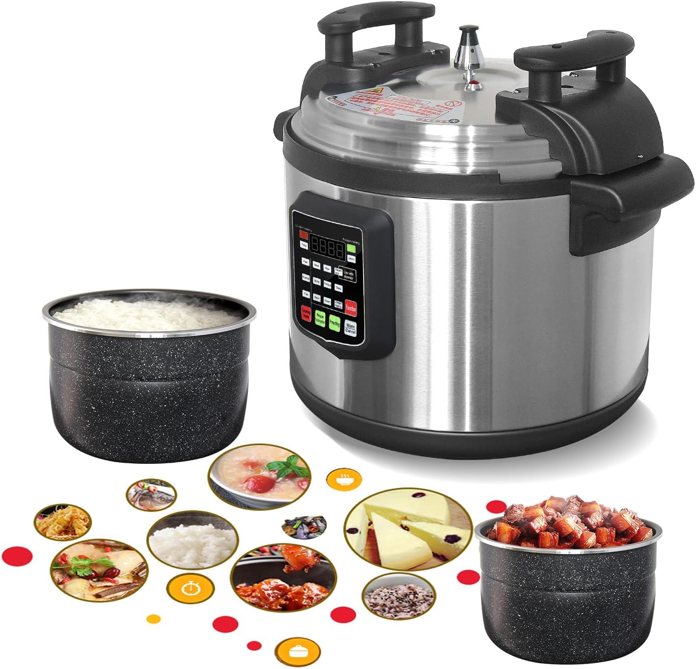 Commercial Electric 15L Pressure Cooker, Multi Cooker Pressue Canner With Non-stick Inner Pot, 15L (16 QT), 2000W,For Hotel Restaurant Kitchen and only for 220V (NOT 110V)