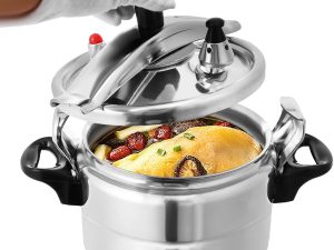 3Qt Small Pressure Cooker, Aluminum Alloy Stovetop Pressure Cooker Pot with Safety Lock Lid & Valve, 35KPA for Fast Cooking, Steaming, Boiling, Ideal for Family Kitchen, Camping, Silver