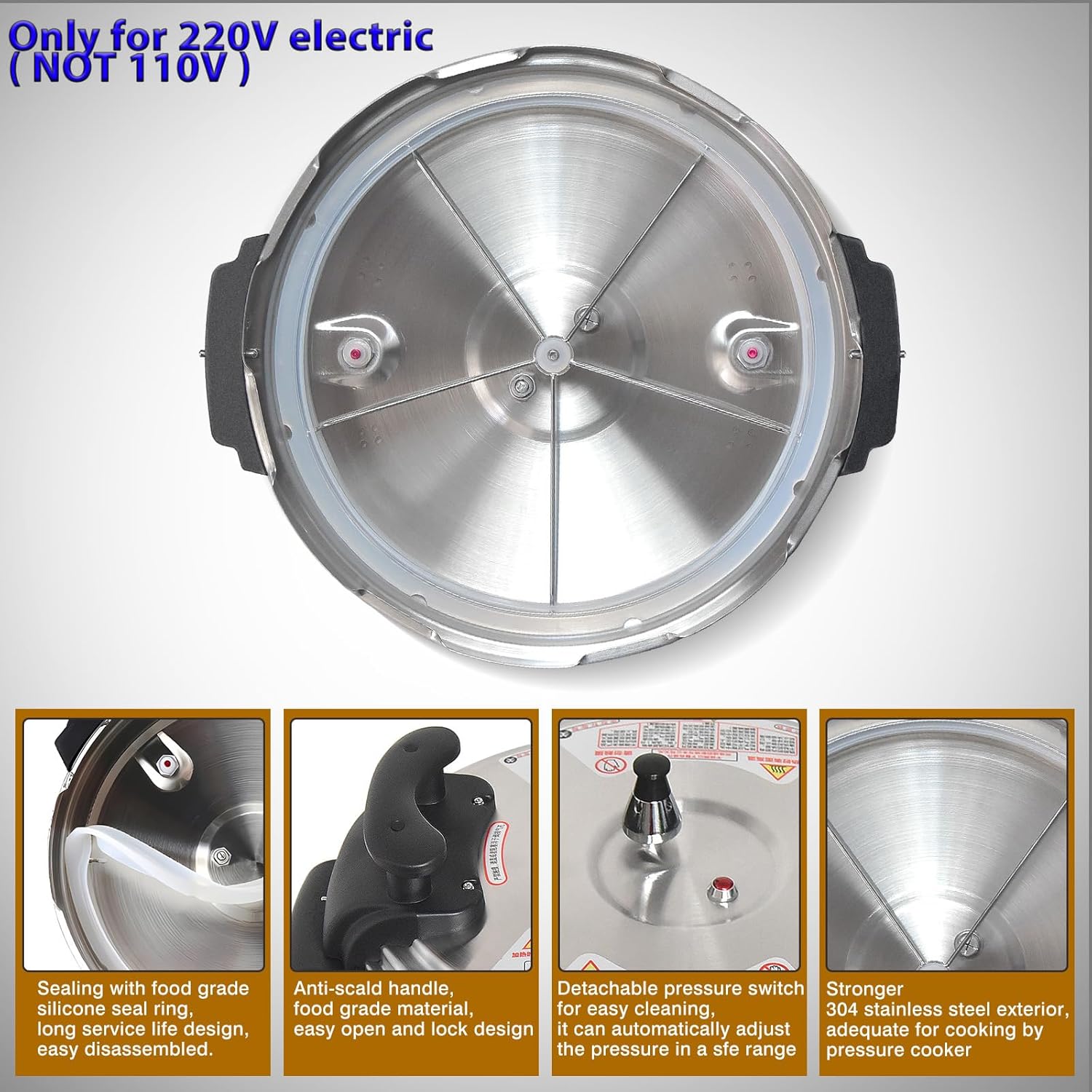 Commercial Electric 15L Pressure Cooker, Multi Cooker Pressue Canner With Non-stick Inner Pot, 15L (16 QT), 2000W,For Hotel Restaurant Kitchen and only for 220V (NOT 110V) - Image 2